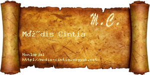 Módis Cintia névjegykártya
